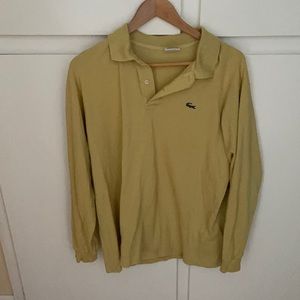 Gold colored Lacoste long sleeve polo